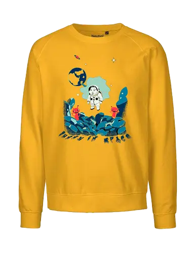 bunny in space - alien invasion, bunny art, bunny cartoon, bunny rabbit, cartoon alien, comic bunny, funny aliens, lost galaxy bunny, space, retro, wormhole, Arture - Fairtrade Sweatshirt
