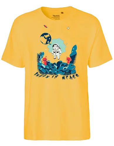 bunny in space - alien invasion, bunny art, bunny cartoon, bunny rabbit, cartoon alien, comic bunny, funny aliens, lost galaxy bunny, space, retro, wormhole, Arture - Fairtrade T-Shirt
