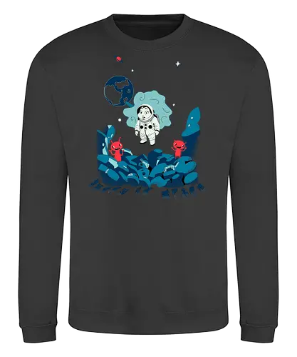 bunny in space - alien invasion, bunny art, bunny cartoon, bunny rabbit, cartoon alien, comic bunny, funny aliens, lost galaxy bunny, space, retro, wormhole, Arture - Sweatshirt