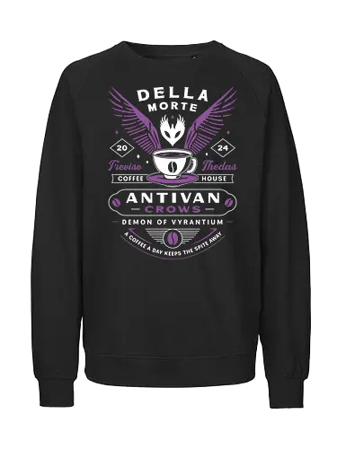 Antivan Crows Coffee Crest - dragon, veilguard, veil guard, video game, coffee, gaming, gamer, lyrium dagger, emmrich volkarin, rook, manfred, lucanis, bellara lutare, neve gallus, rpg, inquisition - Fairtrade Sweatshirt