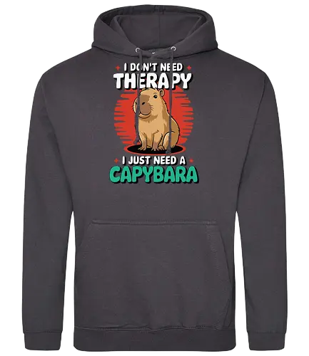 I don't need therapy, I just need a capybara - capybara, humor, therapy, text, design, animal, cute, cartoon, poster, graphic - Standard Hoodie