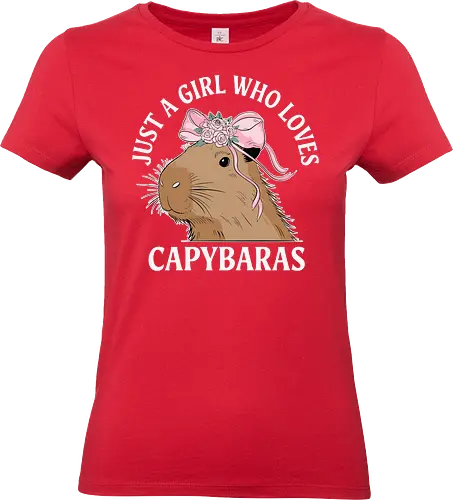 Just a girl who loves capybaras - capybara, pink bow, floral crown, cute, text, love, girl, animal, design - Standard T-Shirt (Frauen)