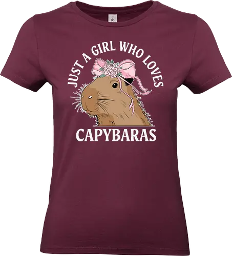 Just a girl who loves capybaras - capybara, pink bow, floral crown, cute, text, love, girl, animal, design - Standard T-Shirt (Frauen)