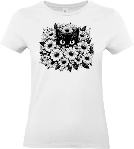 Camouflage - cats, cat, cute, kitty, floral, flower - Standard T-Shirt (Frauen)