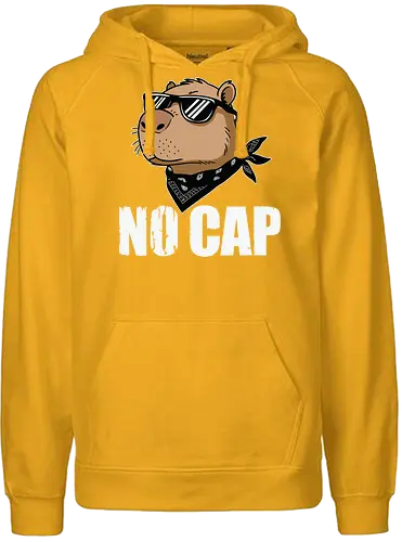 NO CAP - capybara, sunglasses, bandana, cool, confident, cartoon, animal, urban, trendy - Fairtrade Hoodie