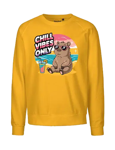 Chill Vibes Only - capybara, beach, sunset, sunglasses, tropical drink, relaxation, chill, ocean, summer, vacation - Fairtrade Sweatshirt