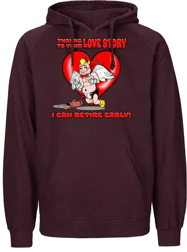 Cupid's Retirement (Cupids Ruhestand) - Valentinstag, Valentine, Amor, Liebe, Ruhestand, Paare, Romantik, Herz, lustig, Humor, Kawaii, Cartoon, Beziehung, Liebesgeschichte, Scherz, Geschenkidee, Cupido, Flügel, spaßig - Fairtrade Hoodie