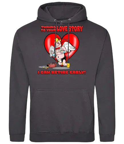 Cupid's Retirement (Cupids Ruhestand) - Valentinstag, Valentine, Amor, Liebe, Ruhestand, Paare, Romantik, Herz, lustig, Humor, Kawaii, Cartoon, Beziehung, Liebesgeschichte, Scherz, Geschenkidee, Cupido, Flügel, spaßig - Standard Hoodie