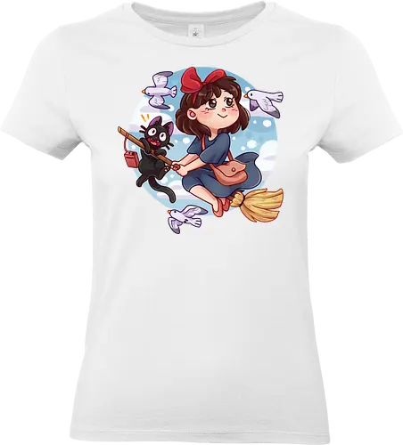Witch & Cat - cat, black cat, anime, manga, japan, otaku, otome, otaku culture, witch, kawaii, cute stuff - Standard T-Shirt (Frauen)