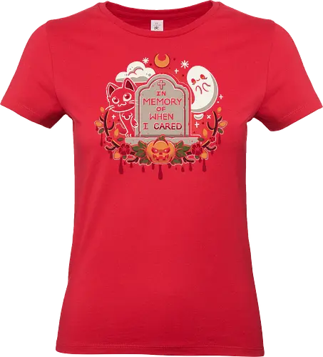 In memory of when i cared - in memory of when i cared, rip, halloween, black cat, scary, horror, kitten, kitty, moon, cats, ghost, ghosts, kawaii, tombstone, funny, mood, spooky, cute, i don't care - Standard T-Shirt (Frauen)
