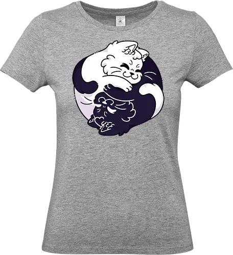 Ying Yang Cats - black cat, white cat, kitten, kitty, cats, kawaii, mood, cute, love, ying, yang, yingyang, taoism, balance, equilibrium, chinese, elemental, good evil, funny cats, peace, cat lovers - Standard T-Shirt (Frauen)