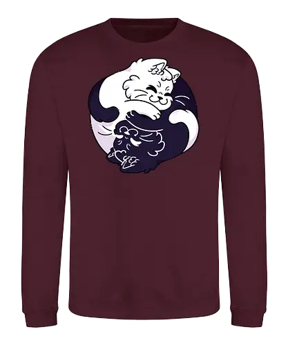 Ying Yang Cats - black cat, white cat, kitten, kitty, cats, kawaii, mood, cute, love, ying, yang, yingyang, taoism, balance, equilibrium, chinese, elemental, good evil, funny cats, peace, cat lovers - Sweatshirt