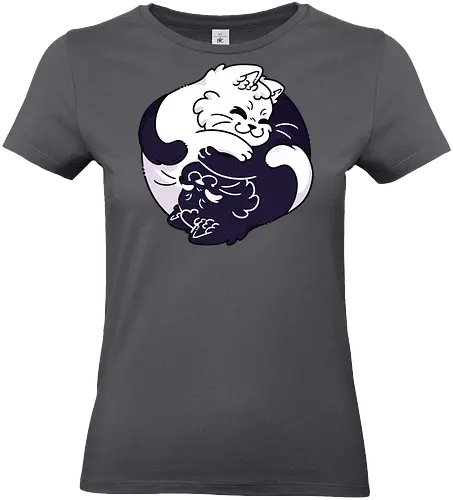 Ying Yang Cats - black cat, white cat, kitten, kitty, cats, kawaii, mood, cute, love, ying, yang, yingyang, taoism, balance, equilibrium, chinese, elemental, good evil, funny cats, peace, cat lovers - Standard T-Shirt (Frauen)