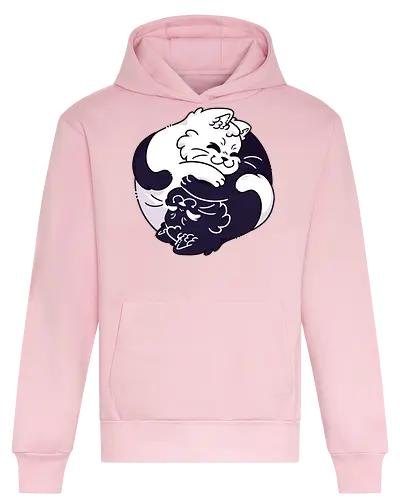 Ying Yang Cats - black cat, white cat, kitten, kitty, cats, kawaii, mood, cute, love, ying, yang, yingyang, taoism, balance, equilibrium, chinese, elemental, good evil, funny cats, peace, cat lovers - Heavyweight Hoodie