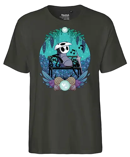 Quirrel - game, gamer, indie game, indie, hollow, Bug Knight, Bounty Hunter, metroidvania, video game, games, gaming, ghost, silksong, little ghost, knight, castlecore, blue, cozy, hornet, quirrel - Fairtrade T-Shirt