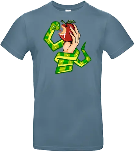snake and eve - snake, brain, skull, skeleton, myth, art, poison, animal, darkart, tattoo, nature, pixel art, eve, apple - Standard T-Shirt