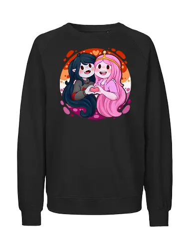 Vampire and Princess - candy, bubble, gum, candy princess, vampire queen, couple, adventure, luz, LGBTQIA+, LGBT, pride, pride, lesbians, lesbian flag, bisexual, gay, cartoon, drag queen, love, pride characters, pride month, trans, pansexual, vampire - Fairtrade Sweatshirt