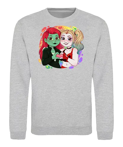 Psycho Love - luz, LGBTQIA+, LGBT, pride, pride, lesbians, lesbian flag, drag queen, love, pride characters, pride month, trans, pansexual, villains, HQ, comics, poison, ivy, harley, bat, bisexual, gay, cartoon - Sweatshirt