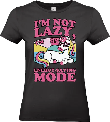 I'm on energy-saving mode - unicorn, rainbow, pastel, typography, whimsical, cartoon, humor, slogan, resting, colorful - Standard T-Shirt (Frauen)