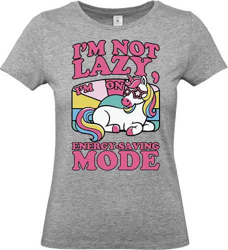 I'm on energy-saving mode - unicorn, rainbow, pastel, typography, whimsical, cartoon, humor, slogan, resting, colorful - Standard T-Shirt (Frauen)