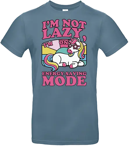 I'm on energy-saving mode - unicorn, rainbow, pastel, typography, whimsical, cartoon, humor, slogan, resting, colorful - Standard T-Shirt