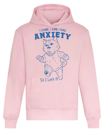 I Had Anxiety  - i came, i saw, i had anxiety, so i left, anxious, anxiety, cat, meme, fun, mental health, mental health matters - Heavyweight Hoodie