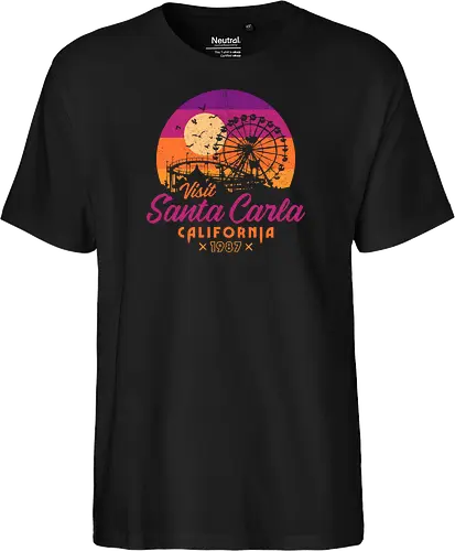 Visit Santa Carla 1987 - Retro Nostalgia  - 80s movies, 80s, bats, comedy, cult classic, cult film, fanart, halloween, horror, nostalgia, retro, santa carla, souvenir, vampire, vintage - Fairtrade T-Shirt