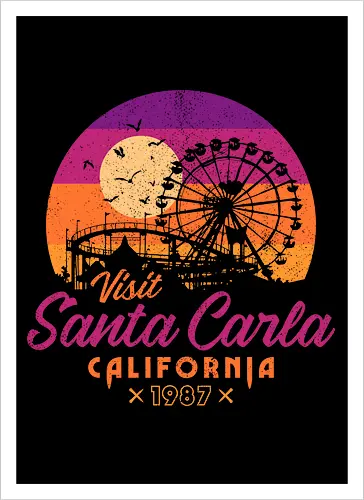 Visit Santa Carla 1987 - Retro Nostalgia  - 80s movies, 80s, bats, comedy, cult classic, cult film, fanart, halloween, horror, nostalgia, retro, santa carla, souvenir, vampire, vintage - Kunstdruck