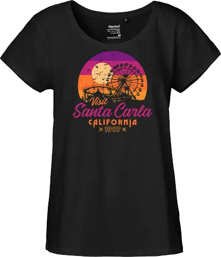Visit Santa Carla 1987 - Retro Nostalgia  - 80s movies, 80s, bats, comedy, cult classic, cult film, fanart, halloween, horror, nostalgia, retro, santa carla, souvenir, vampire, vintage - Fairtrade Girl Shirt