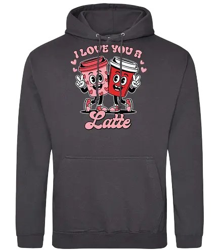 I love you a latte - coffee, cartoon, love, hearts, friendship, cheerful, whimsical, fun - Standard Hoodie