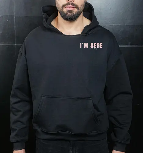 Here To Help - Rosa mit weißer Schrift - Cropped Hoodie
