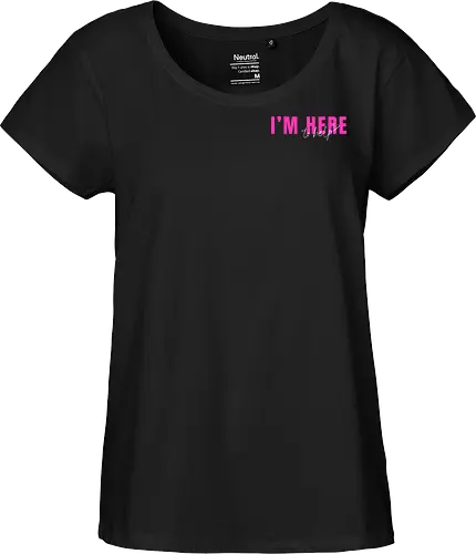 Here To Help - Pink mit weißer Schrift - Fairtrade Girl Shirt