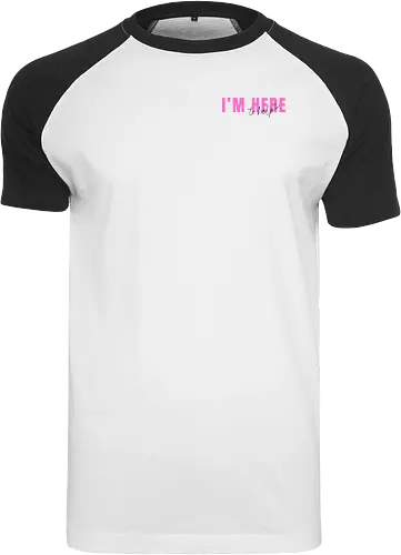Here To Help - Pink mit schwarzer Schrift - Raglan T-Shirt