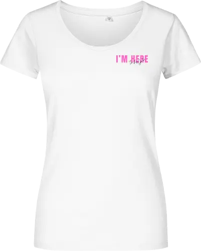Here To Help - Pink mit schwarzer Schrift - Damen T-Shirt
