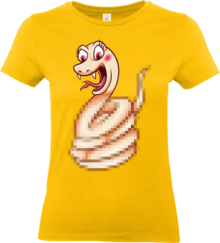 snaked - darkart, tattoo, nature, pixel art, eve, apple, snake, brain, skull, skeleton, myth, art, poison, animal, funny, pixel art - Standard T-Shirt (Frauen)