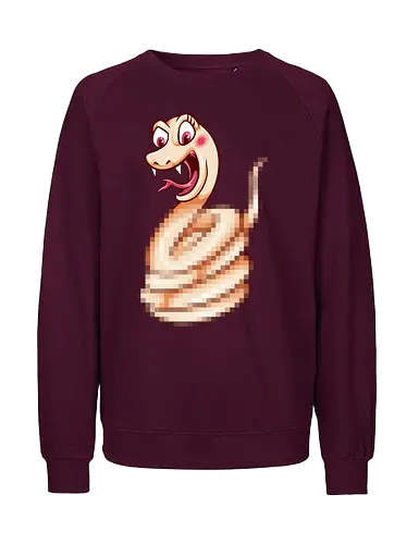 snaked - darkart, tattoo, nature, pixel art, eve, apple, snake, brain, skull, skeleton, myth, art, poison, animal, funny, pixel art - Fairtrade Sweatshirt