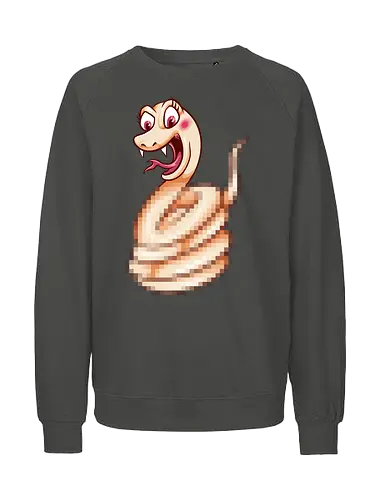 snaked - darkart, tattoo, nature, pixel art, eve, apple, snake, brain, skull, skeleton, myth, art, poison, animal, funny, pixel art - Fairtrade Sweatshirt