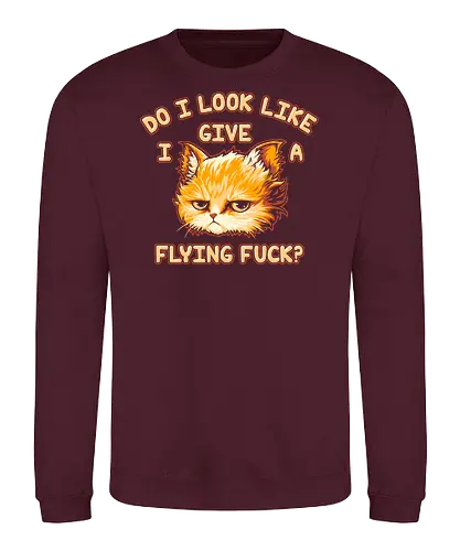 Do I Look Like I Give A Flying Fvck? - internet meme, parody, humor, hilarious, vintage colors, retro style, dilligaf, idgaf, I don't care, cute cat, kawaii, bored cat, introvert, mind your business, sarcasm, anti human, hate morning, anti social, funny, memes, hate poeple - Sweatshirt