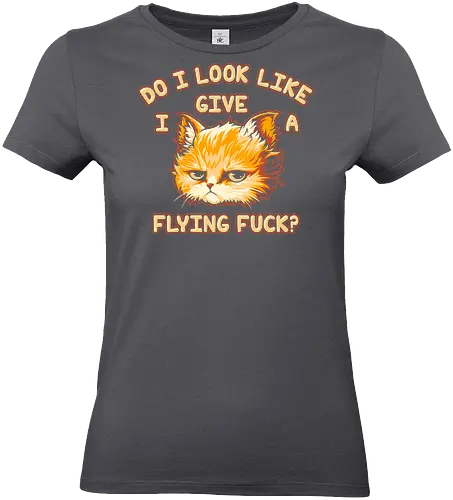 Do I Look Like I Give A Flying Fvck? - internet meme, parody, humor, hilarious, vintage colors, retro style, dilligaf, idgaf, I don't care, cute cat, kawaii, bored cat, introvert, mind your business, sarcasm, anti human, hate morning, anti social, funny, memes, hate poeple - Standard T-Shirt (Frauen)