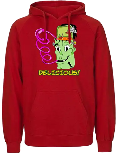 Delicious! (Köstlich!) - Monster, Retro, Gehirnfrost, lustig, gruselig, einzigartig, Popkultur, Kawaii, witzig, Vintage, kreative Kunst, Süßes, ikonisch, kultig, frankenstein, cute, books, classic, horror, fantasy, Cartoon, Nostalgie, Halloween, cool, Eiscreme, skurril - Fairtrade Hoodie