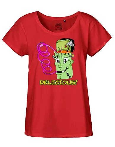 Delicious! (Köstlich!) - Monster, Retro, Gehirnfrost, lustig, gruselig, einzigartig, Popkultur, Kawaii, witzig, Vintage, kreative Kunst, Süßes, ikonisch, kultig, frankenstein, cute, books, classic, horror, fantasy, Cartoon, Nostalgie, Halloween, cool, Eiscreme, skurril - Fairtrade Girl Shirt