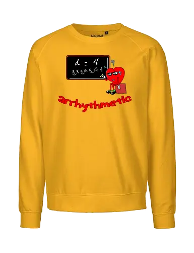 Arrhythmetic - Schule, Schüler, Bildungsdesign, Herz, Herzschlag, Klassenzimmer, lustiger Spruch, Geschenk für Lehrer, Zahlenthemen, Grundschule, Oberschule, süßes Design, witziges Geschenk, Lernspaß, Lehrerliebe, Schulgemeinschaft, Lehrer, Lehrer-Dankbarkeit, 100 Schultage, hundert Schultage, zurück zur Schule, Mathematik, Humor, Wortspiel, lustig - Fairtrade Sweatshirt