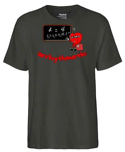 Arrhythmetic - Schule, Schüler, Bildungsdesign, Herz, Herzschlag, Klassenzimmer, lustiger Spruch, Geschenk für Lehrer, Zahlenthemen, Grundschule, Oberschule, süßes Design, witziges Geschenk, Lernspaß, Lehrerliebe, Schulgemeinschaft, Lehrer, Lehrer-Dankbarkeit, 100 Schultage, hundert Schultage, zurück zur Schule, Mathematik, Humor, Wortspiel, lustig - Fairtrade T-Shirt