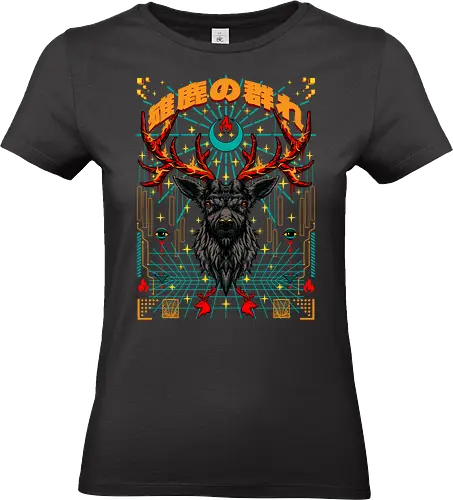 Trippy Deer - deer, stags, trippy, psychedelic, herd of stags, march with the stags, trippy stags, pyschedelic stags, pyschedelic deer, trippy deer - Standard T-Shirt (Frauen)