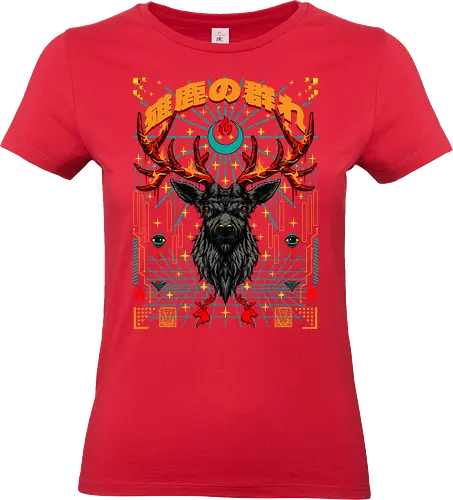 Trippy Deer - deer, stags, trippy, psychedelic, herd of stags, march with the stags, trippy stags, pyschedelic stags, pyschedelic deer, trippy deer - Standard T-Shirt (Frauen)