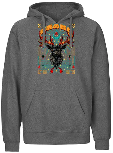 Trippy Deer - deer, stags, trippy, psychedelic, herd of stags, march with the stags, trippy stags, pyschedelic stags, pyschedelic deer, trippy deer - Fairtrade Hoodie