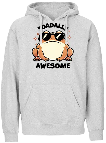 Toadally awesome - toad, frog, amphibian, nature, wildlife, cute toad, toad illustration, animal, forest, pond, cartoon toad, green toad, toad art, character design, nature lover, awesome, glasses, gangster, meme - Fairtrade Hoodie