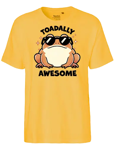 Toadally awesome - toad, frog, amphibian, nature, wildlife, cute toad, toad illustration, animal, forest, pond, cartoon toad, green toad, toad art, character design, nature lover, awesome, glasses, gangster, meme - Fairtrade T-Shirt