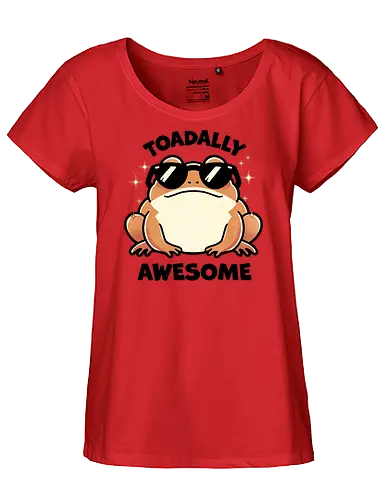 Toadally awesome - toad, frog, amphibian, nature, wildlife, cute toad, toad illustration, animal, forest, pond, cartoon toad, green toad, toad art, character design, nature lover, awesome, glasses, gangster, meme - Fairtrade Girl Shirt