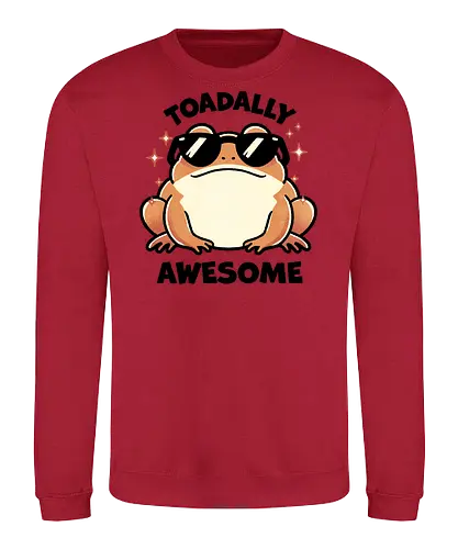 Toadally awesome - toad, frog, amphibian, nature, wildlife, cute toad, toad illustration, animal, forest, pond, cartoon toad, green toad, toad art, character design, nature lover, awesome, glasses, gangster, meme - Sweatshirt